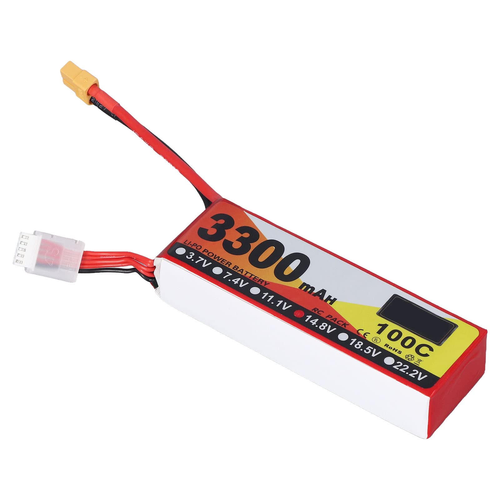 Batteria Lipo da 3300 MAh 14,8 V 100 C per Modelli RC con Spina XT60 – Ideale per Elicotteri e Automobili