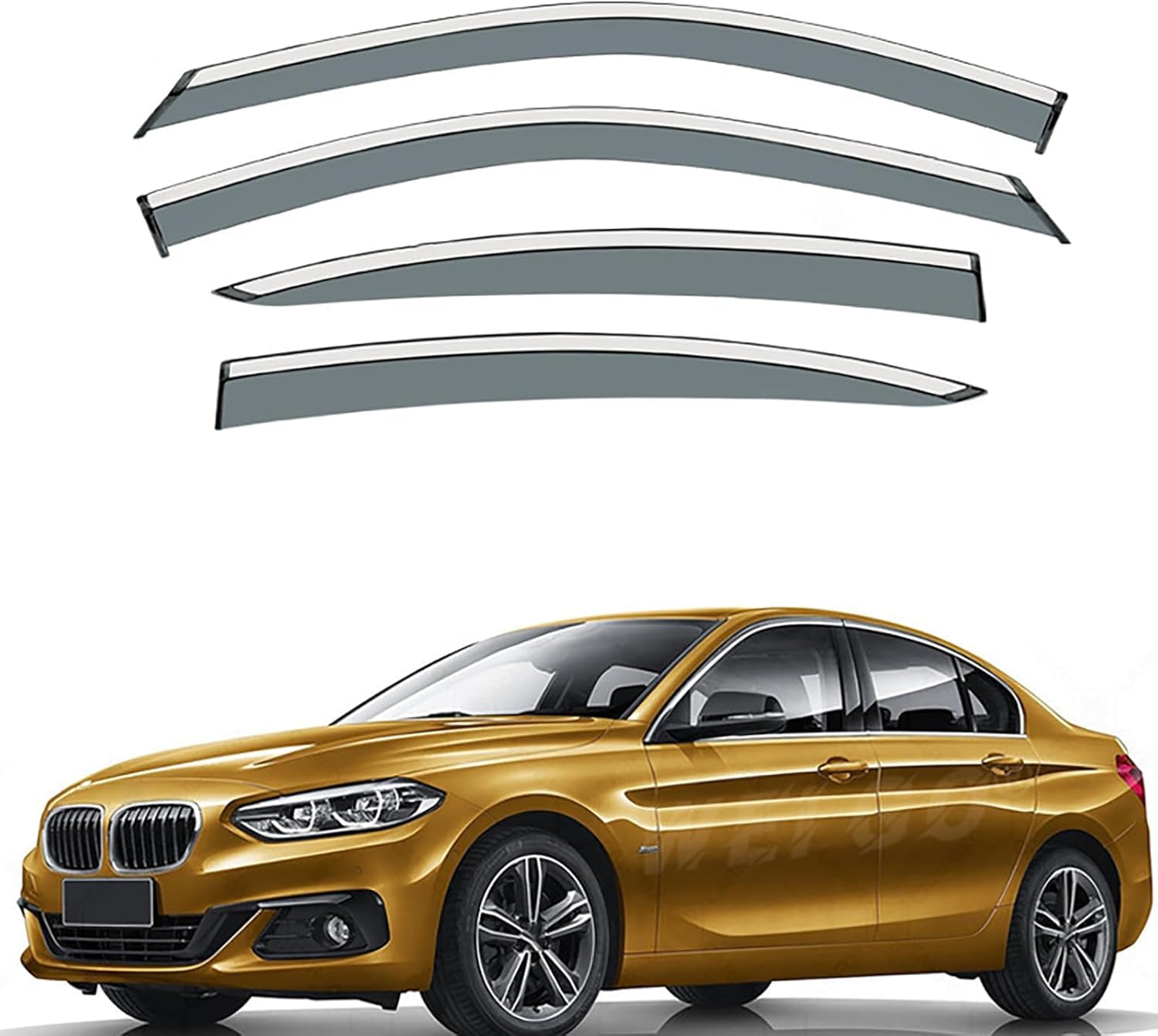 FengXH Window Deflectors for BMW 1 Series Sedan MK3-F52 2017+ - 4pc Smoke Tint, Waterproof, Noise Reducing.