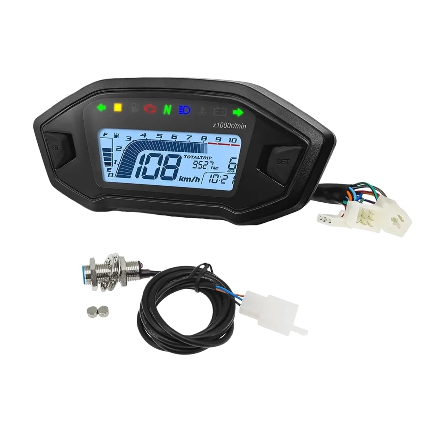 Motorcycle Speedometer Tachometer 7 Colors Backlight Motorcycle Speedometer 10000RPM Digital Tachometer TachoDash Electronic MPH KMH Odometer