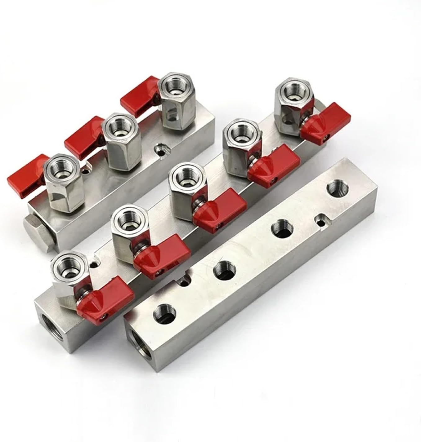 1PC High Pressure 30x30mm G1/2" In G1/4" Out 2-12 Way 304 Stainless Steel Distributor Manifold Splitter Block Pneumatic Air Fitting(3 Ways 30x30mm)
