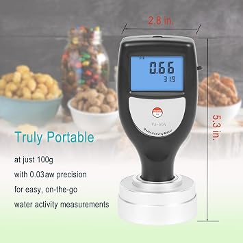 WA-60A Water Activity Meter Portable Water Acivity Monitor Smart Food Water Activity Tester for Food Jerky Dried Fruit Grain Vegetable AW Monitor Measuring Range 0 aw -1.0 aw