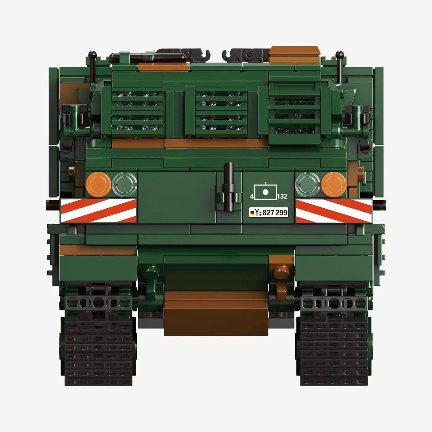 BlueBrixx Pro 109777 Mars II, Bundeswehr, 1226 Klemmbausteine | 379 x 125 x 149 mm, Ausklappbarer Werfer, vollgefedertes Fahrwerk, fahrbares Modell, Tarnoptik in Grün und Braun