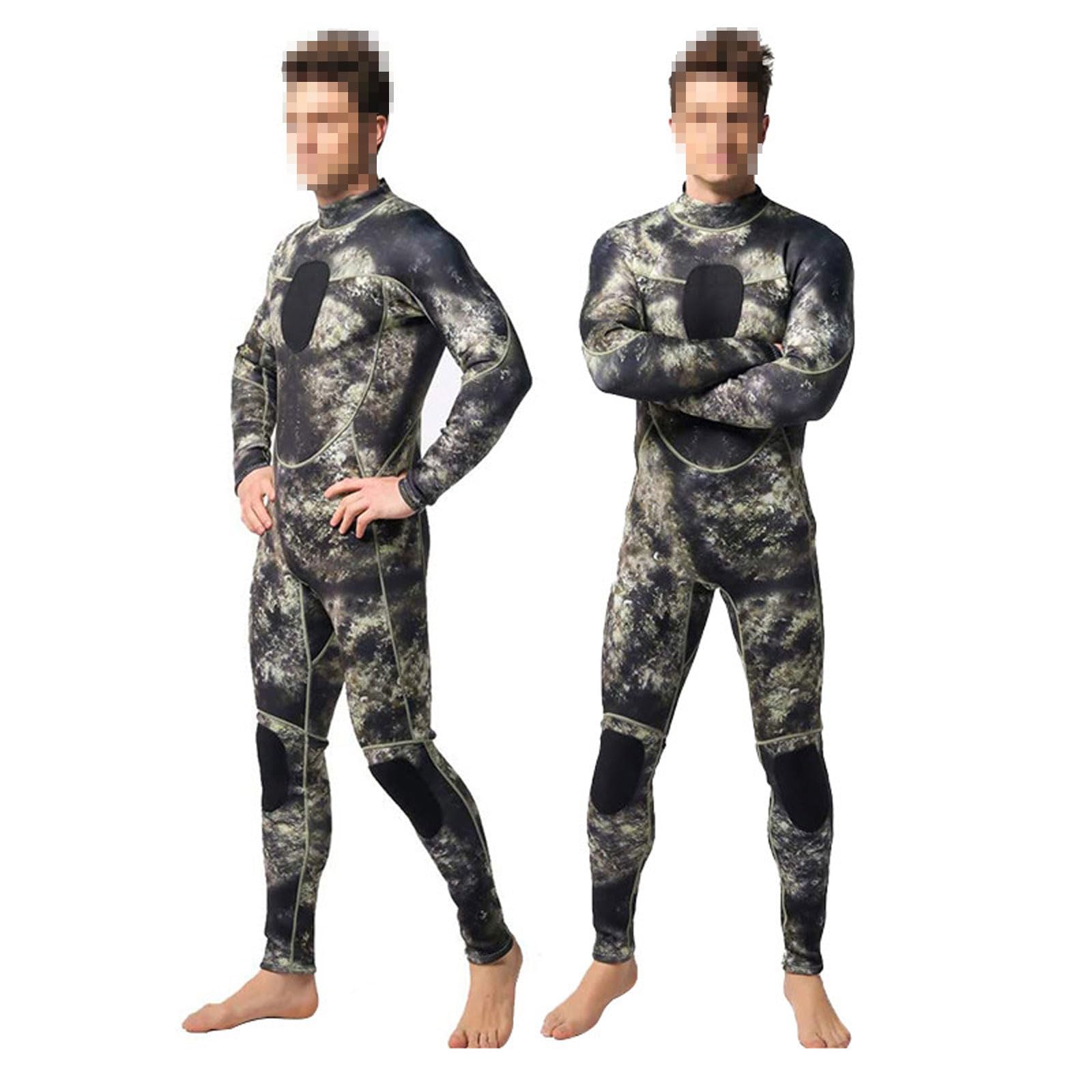 Muta Monopezzo Uomo, Full Muta da 3 mm Neoprene Camuffare Termico con cerniera posteriore,Anti-UV Muta Da Sub A Maniche Lunghe per Snorkeling, Surfing, nuotare, Subacquea e Altri Sport in Acqua