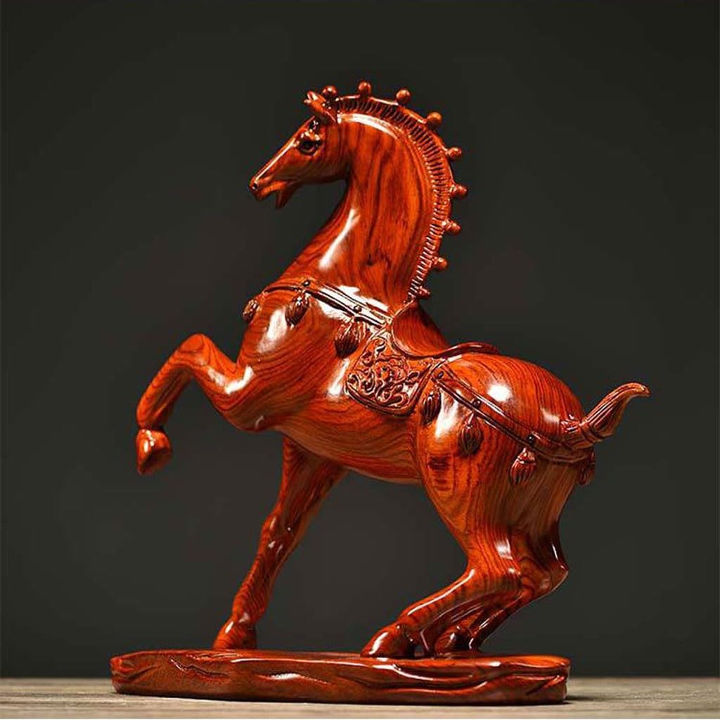 Décoration de bureau en bois massif en forme de cheval sculpté pour la maison, le bureau, les travaux manuels, les décorations de bureau (15 cm)