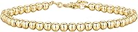 PAVOI 14K Gold Plated Stackable Beaded Bracelet for Women - Adjustable Dainty Gold Jewelry with Extender