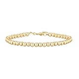 14K Gold Plated Beaded Bracelet for Women | Stackable Gold Bead Bracelet | Adjustable Dainty Gold Jewelry