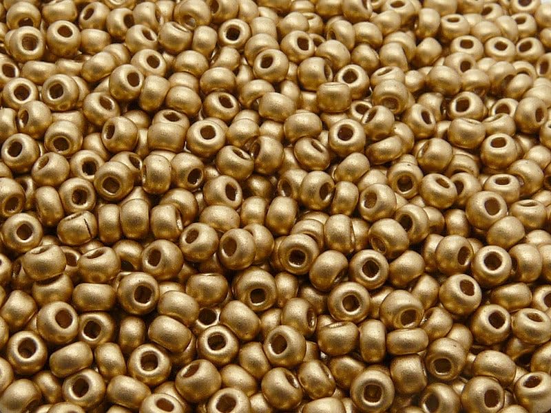300+ beads (25g) Big Preciosa Ornela Seed Beads 6/0 (4mm + 1mm hole), Rocailles for embroidery, bracelets, DIY and other craft projects including jewelry making and cloth making, Aztec Pale Gold 01710 — image 1
