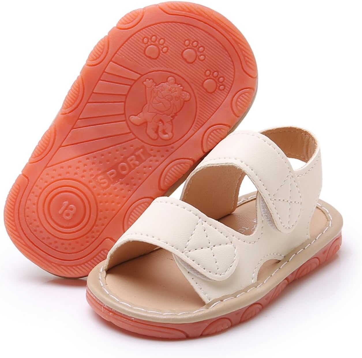 Baby Boy Girl Summer Infant Squeaky Sandals Premium Rubber Sole Closed-Toe Non-Slip Shoes Toddler First Walkers