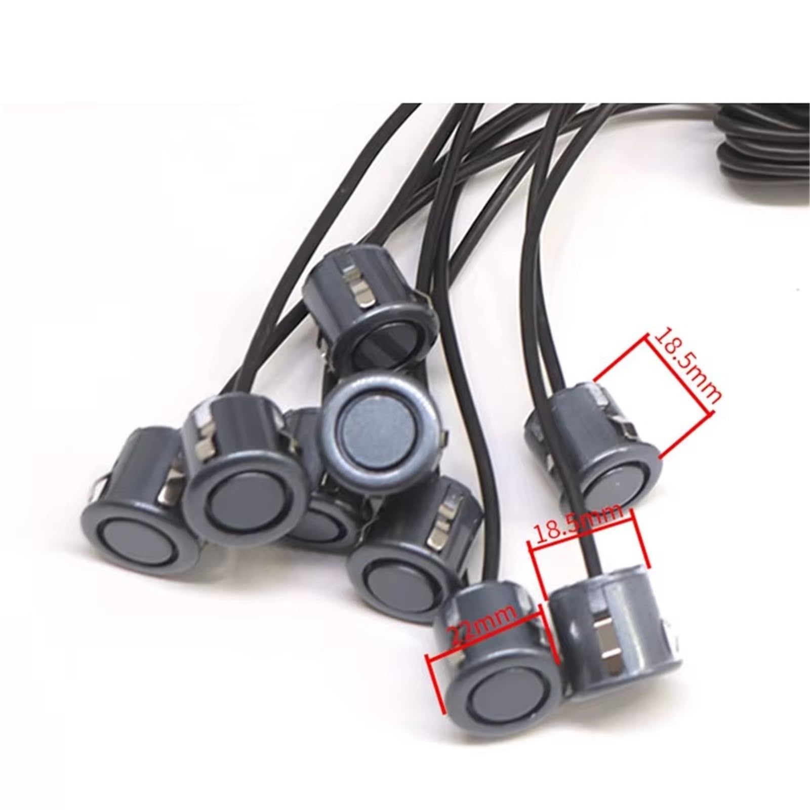 Aparcamiento asistido Sensor De Aparcamiento Marcha Atrás Para Coche 4 Unidades 18.5mm Para Vehículos Con Sonda Monitores Para Punto Ciego Control Distancia(GRAY)