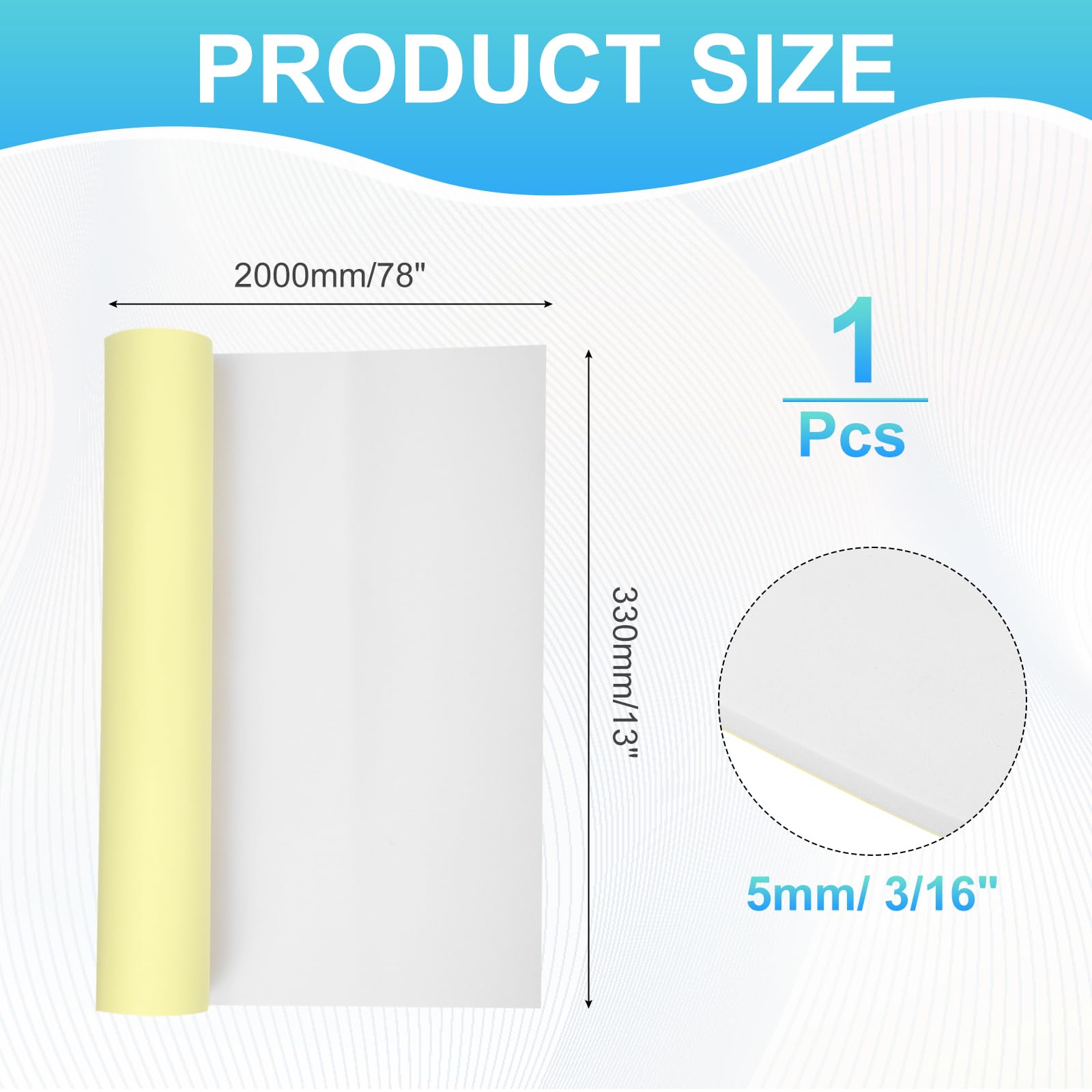 QUARKZMAN Láminas De Espuma Blanca 78"x13"x 3/16" Rollo De Espuma EVA