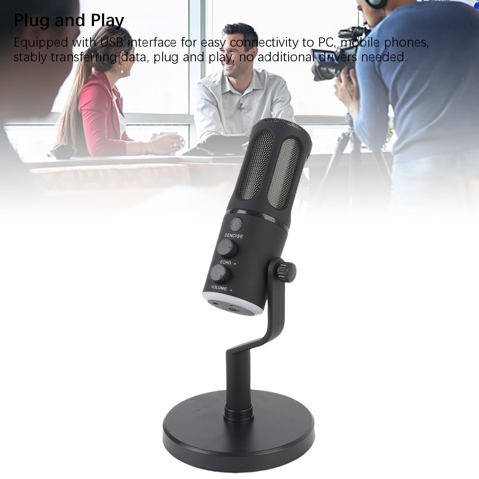 Yctze Micrófono Dinámico, Micrófono Cardioid USB XLR con Brazo Ajustable, Cubierta de Malla de Metal, para Juegos en Vivo, Canto, Grabación de Texto en Vivo, Adecuado para Tarjeta de