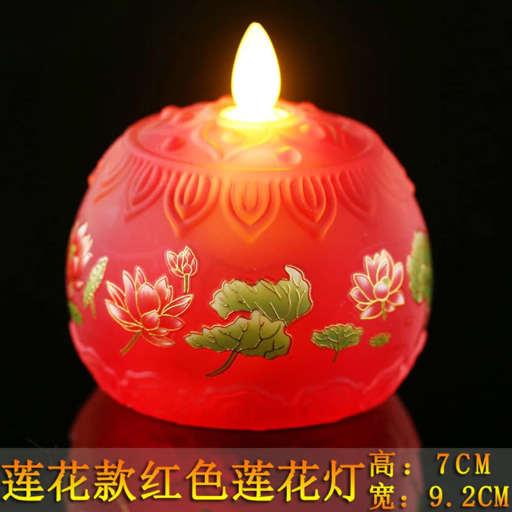 XIALON 1 Pair 7cm Household Electronic Candle Lamp Lotus Lamp LED for Buddha Lamp Permanent Light