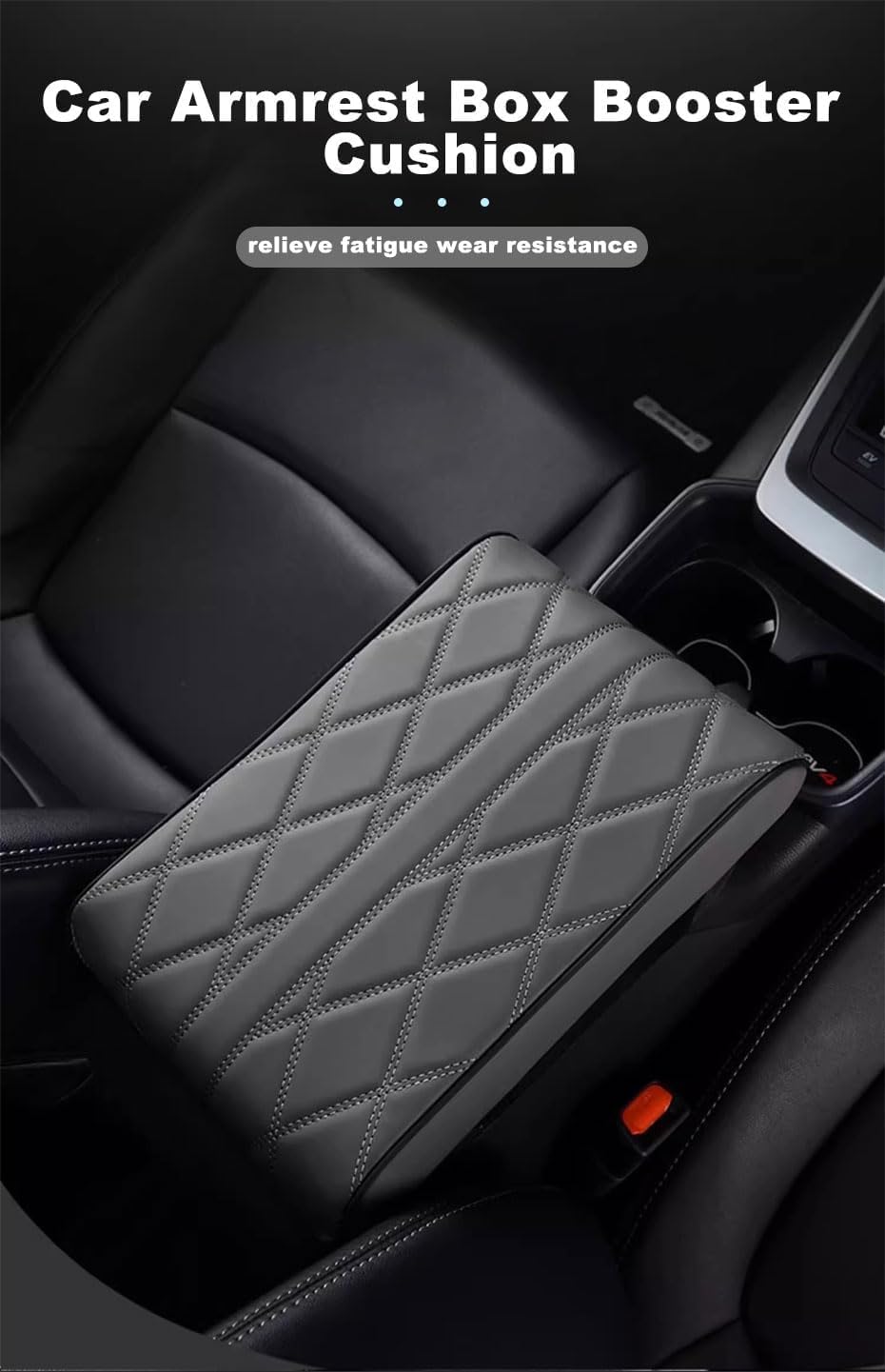 for Jeep Patriot 2007 2008 2009 2010 2011 2012 2013 2014 2015 2016 Car Center Console Cover, Leather Memory Foam Protection Pad, Hand Rest Pillow with Height Increase, Interior Accessory, Red