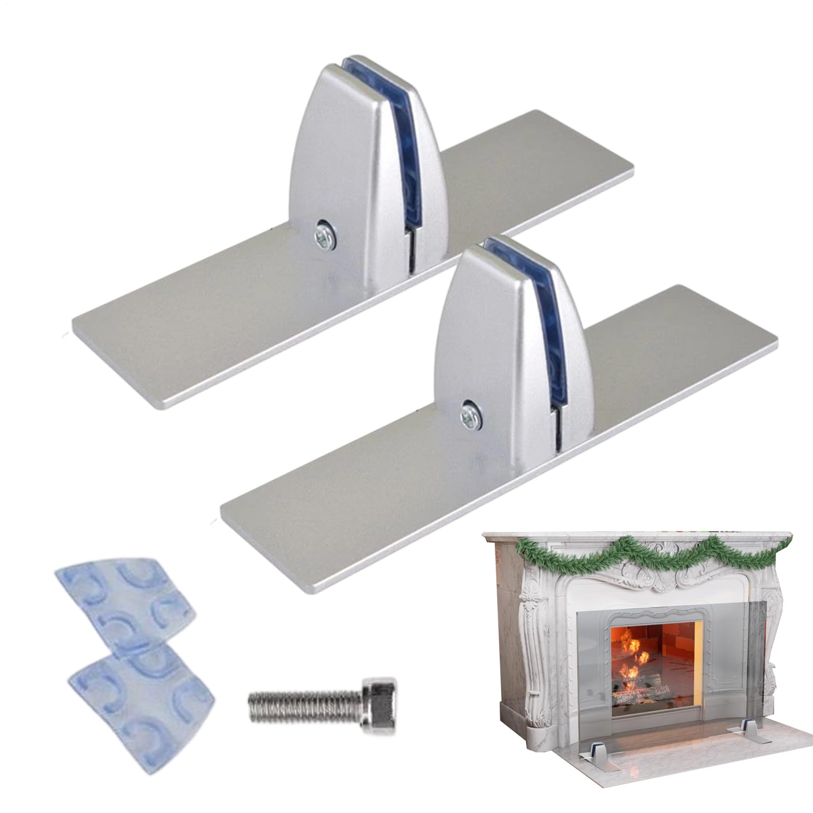 Metall Basis Ständer Für Glas Kaminschutzgitter | Mit Verstellbaren Clips 2 Stück Stabile Ständer - Feuertür Freistehende Halterungen - Für Winter Innenbereich Geburtstagsfeier Zuhause Urlaub