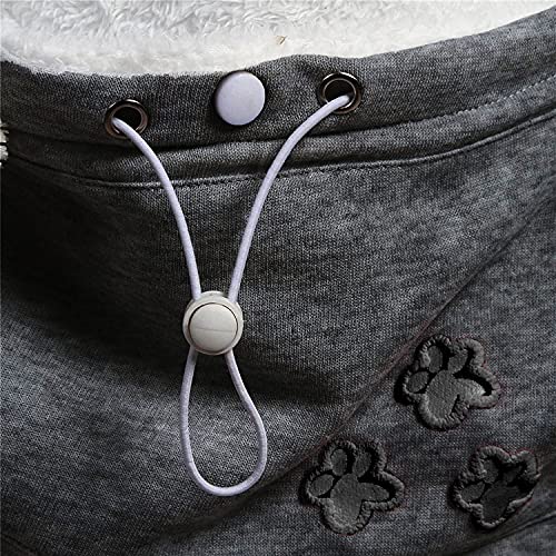 ShallGood Damen Kapuzenpullover Sweatshirt Herbst und Winter Long Sleeve Hoodie Pullover mit Katze/Hund Tasche A Grau DE 36