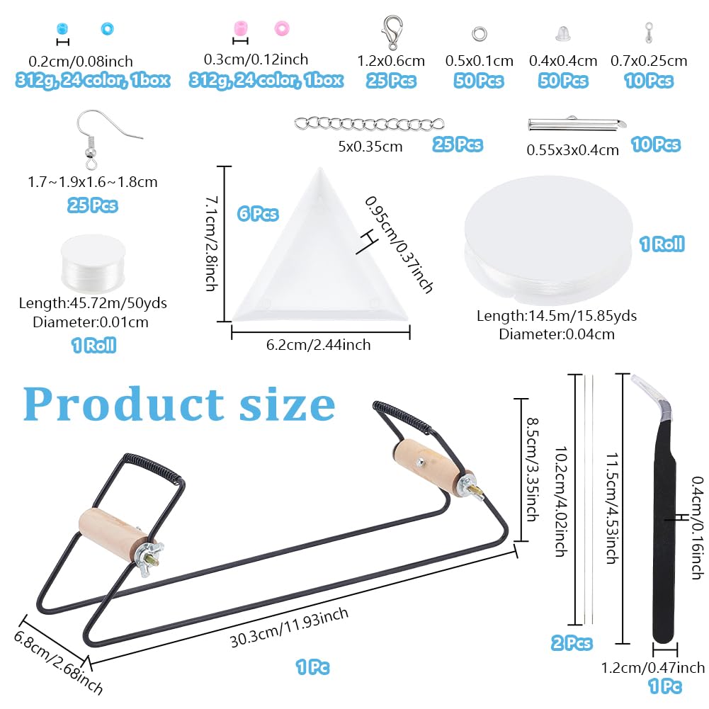 NBEADS Kit Telaio Per Perline, Materiali Per Telaio Con 48 Colori Perline Vetro Da 2/3 Mm, Telaio Per Perline A Ferro Per Creare Bracciali, Orecchini E Gioielli Natalizi