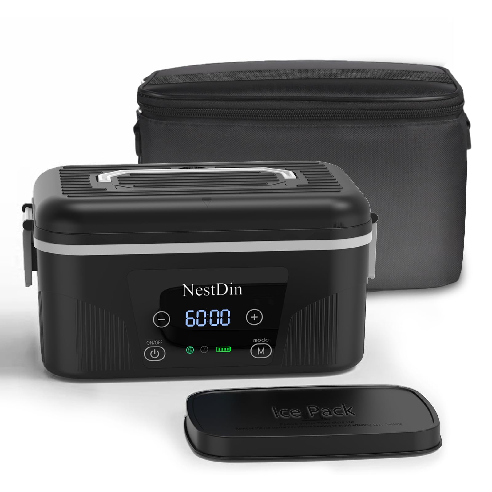 Cordless Heated Lunch Box: 1.4L Electric Lunch Box With Battery Powered - Custom Heating Time and Preset Heating Function for Adult - Portable Food Warmer for Office, Travel, Outdoor