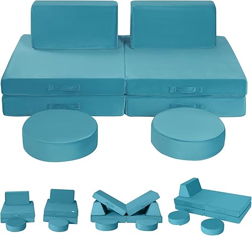 Miniatura 106 de MeMoreCool Sofá modular para niños de 1 a 3 años, 8 piezas de dinosaurio que brilla en la oscuridad, sofá de espuma para niños, juego convertible