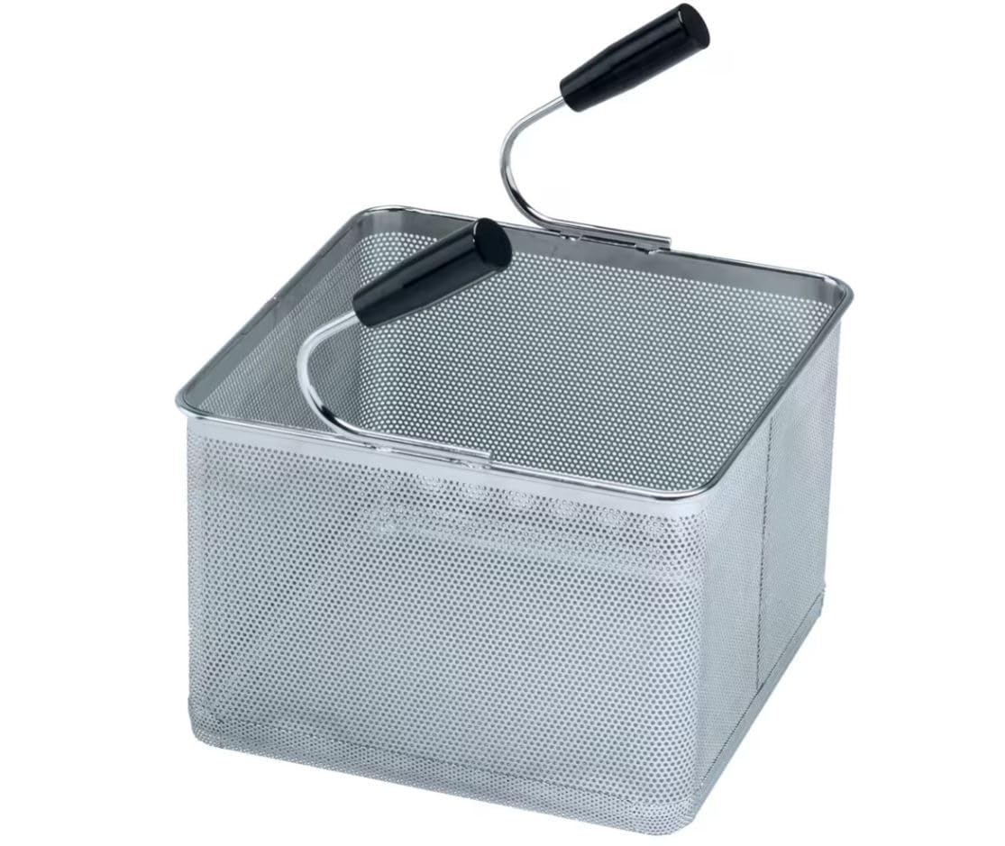 Cestello cesto cuocipasta modular gn 2/3 doppio manico maniglia laterale professionale in acciaio inox con impugnatura cuoco chef accessorio ricambio base scolapasta colapasta 29x29x21 cm