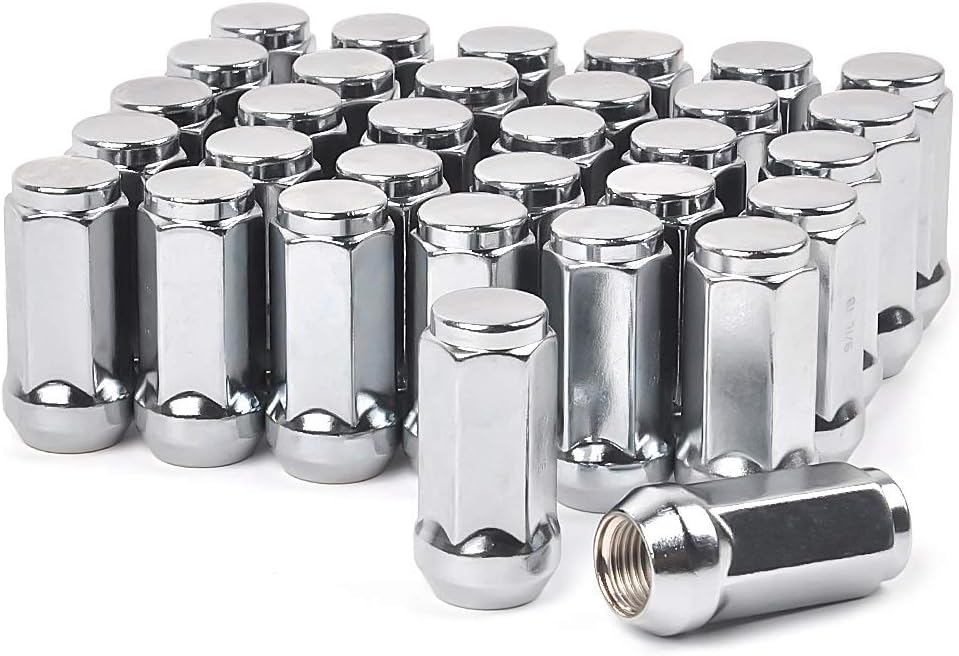 MIKKUPPA 9/16-18 Lug Nuts for 1994-2010 Ram 2500/3500, 1984-1997 F250/f350, 1974-1988 Jeep J20 Aftermarket Wheel 32pcs Chrome Closed End Lug Nuts