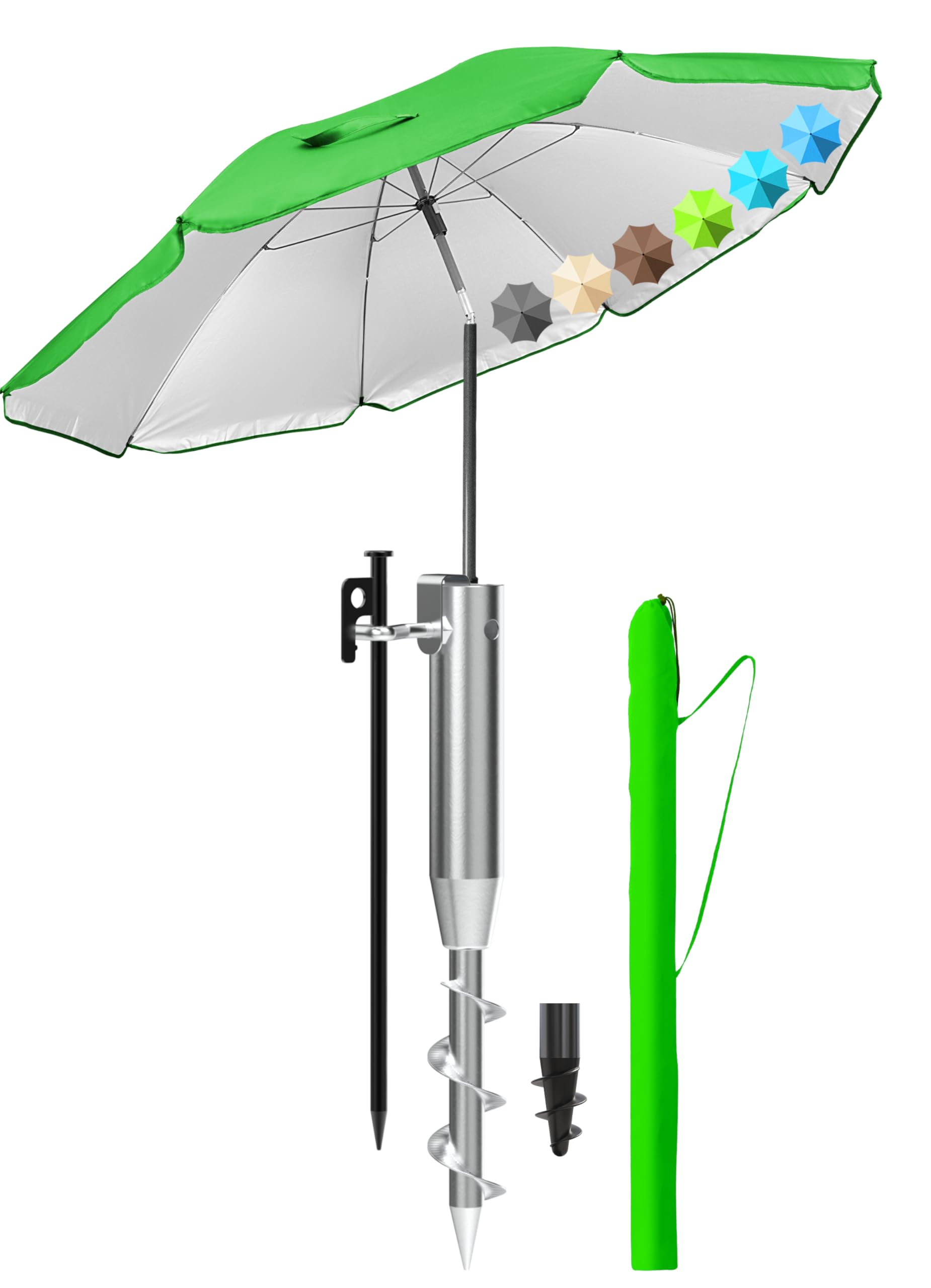 4smile Strandschirm SunnyJoy - UPF 50+ Sonnenschirm Strand, Sonnenschirm Balkon - Strandschirm windfest stabil, Balkon-Schirm mit Hülle, Gartenschirm