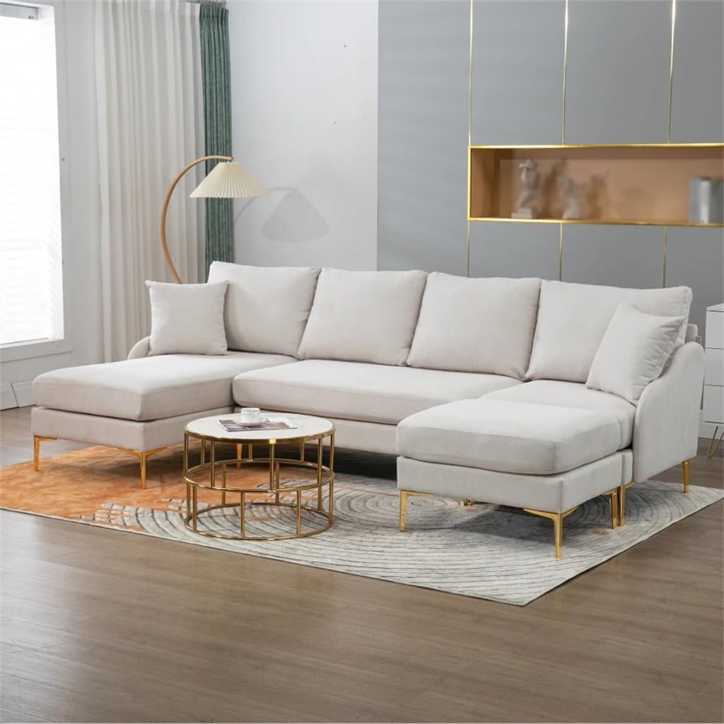 110'' U-Shape Convertible Sofa,Left Or Right Chaise of Sectional, Upholstered Living Room