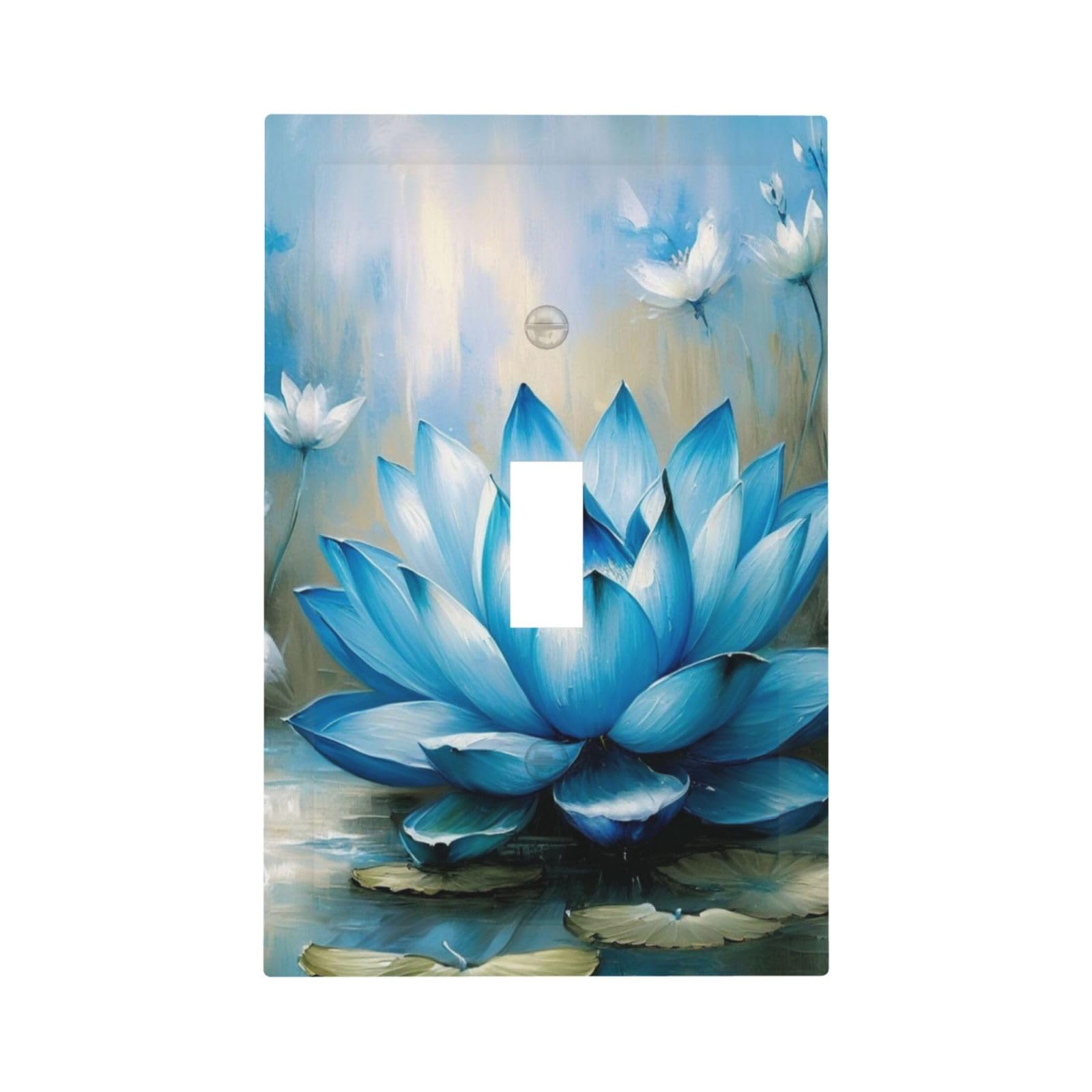 Tewujay Blue Flower Light Switch Covers 1 Gang Single Toggle Wall Plate Decorative Switchcover Electrical Switchplate for Country Living Decor