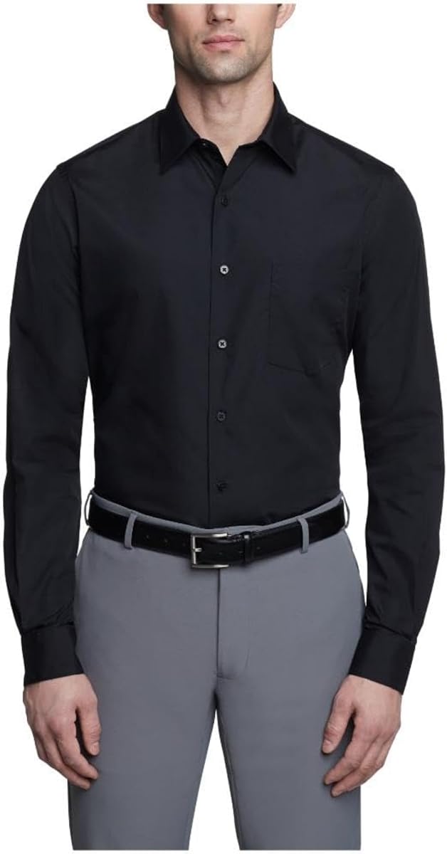 Camisa de vestir para hombre entallada de popelina unicolor
