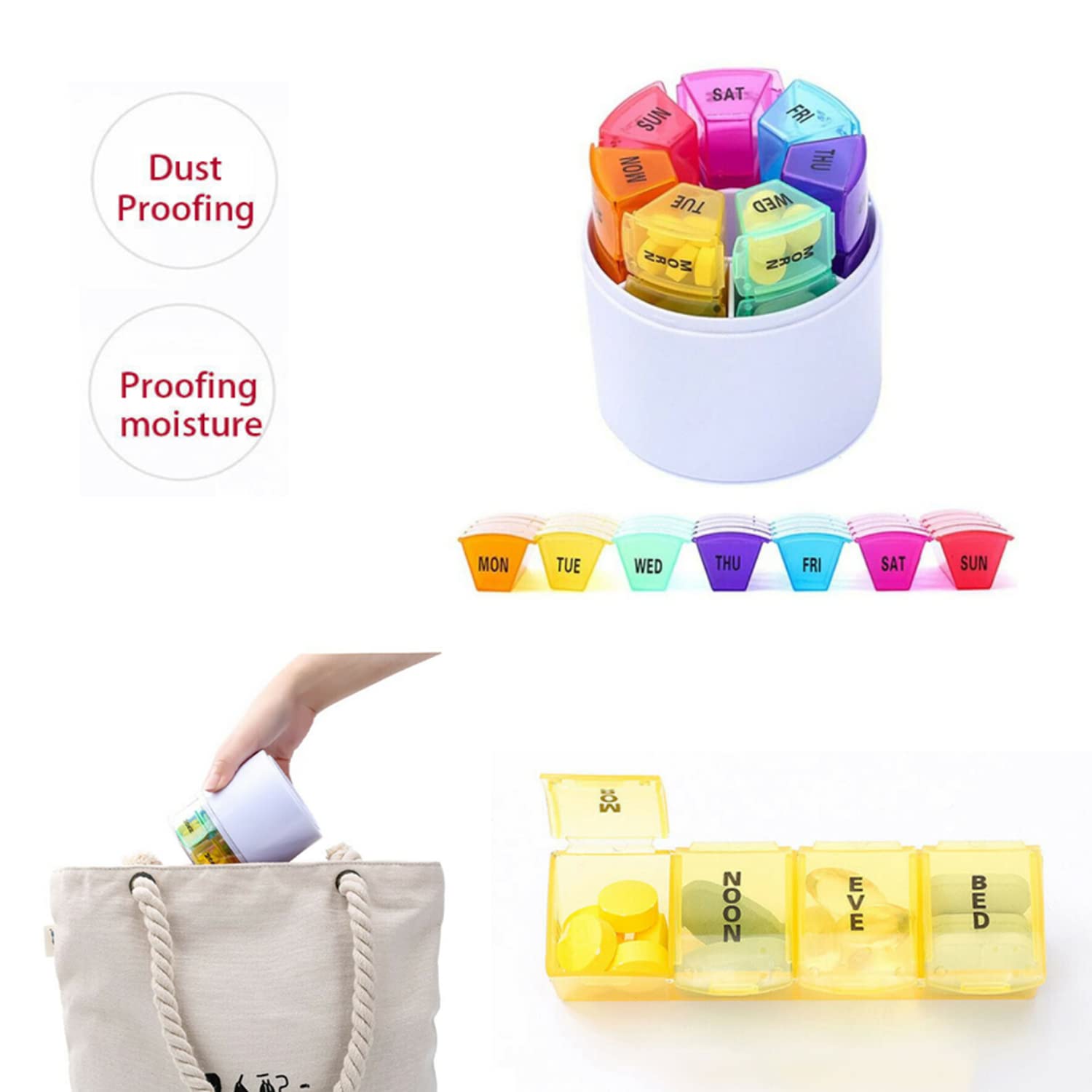 Portapillole Giornaliero Portapillole Settimanale Con 7 Scomparti Giornalieri - Organizzatore Medicina 4 Volte Al Giorno Portapillole 7 Scomparti - Foto 10