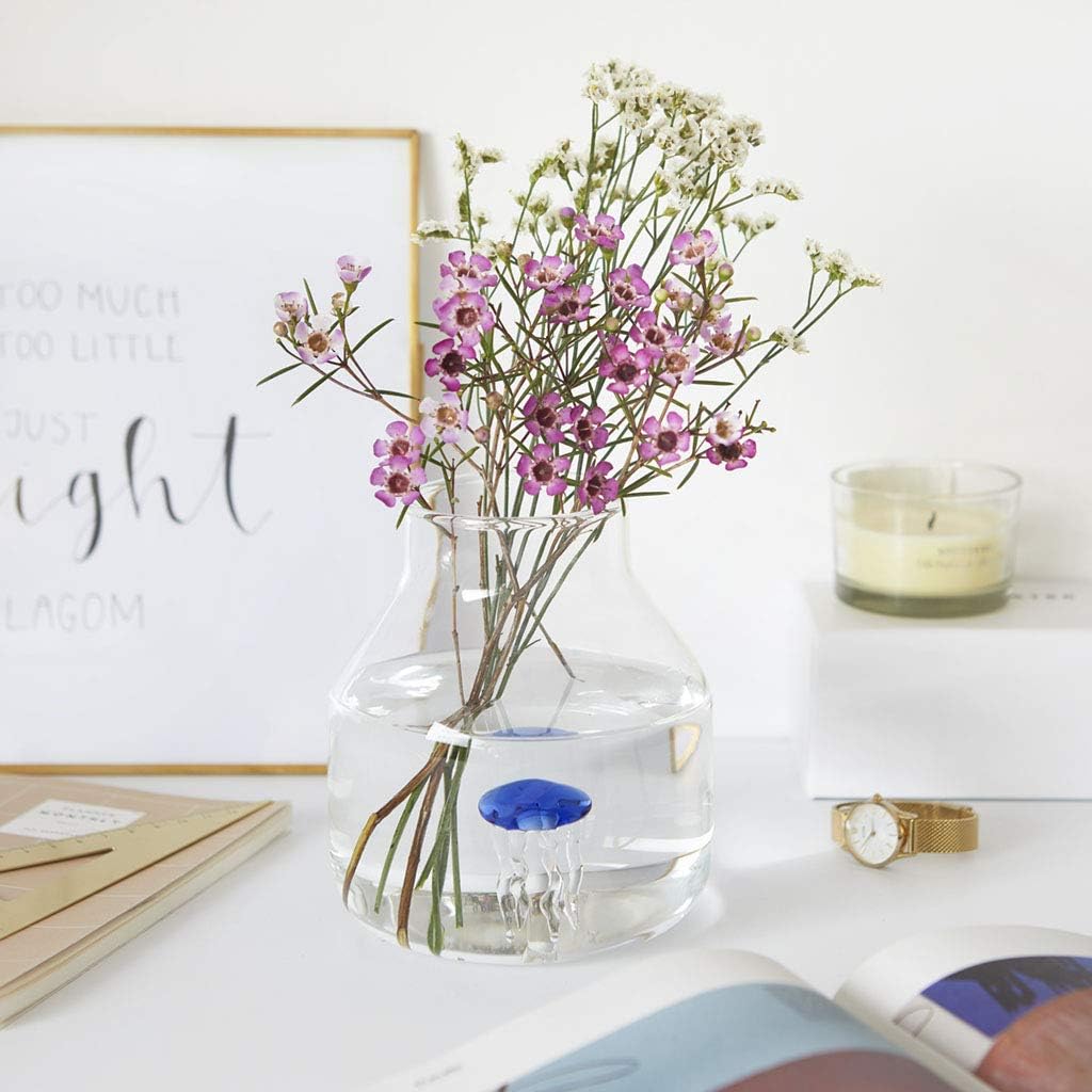 Balvi Vase Blue colour Vase medusa glass conical inside Original decorative vase of flowers Borosilicate 15x13x13 cm