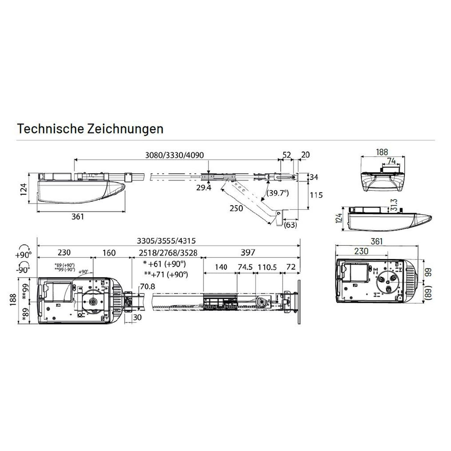 Marantec Comfort 280 - Accionamiento para puerta de garaje (incluye 1 transmisor, accionamiento eléctrico para puertas de garaje, puertas seccionales y batientes), color negro