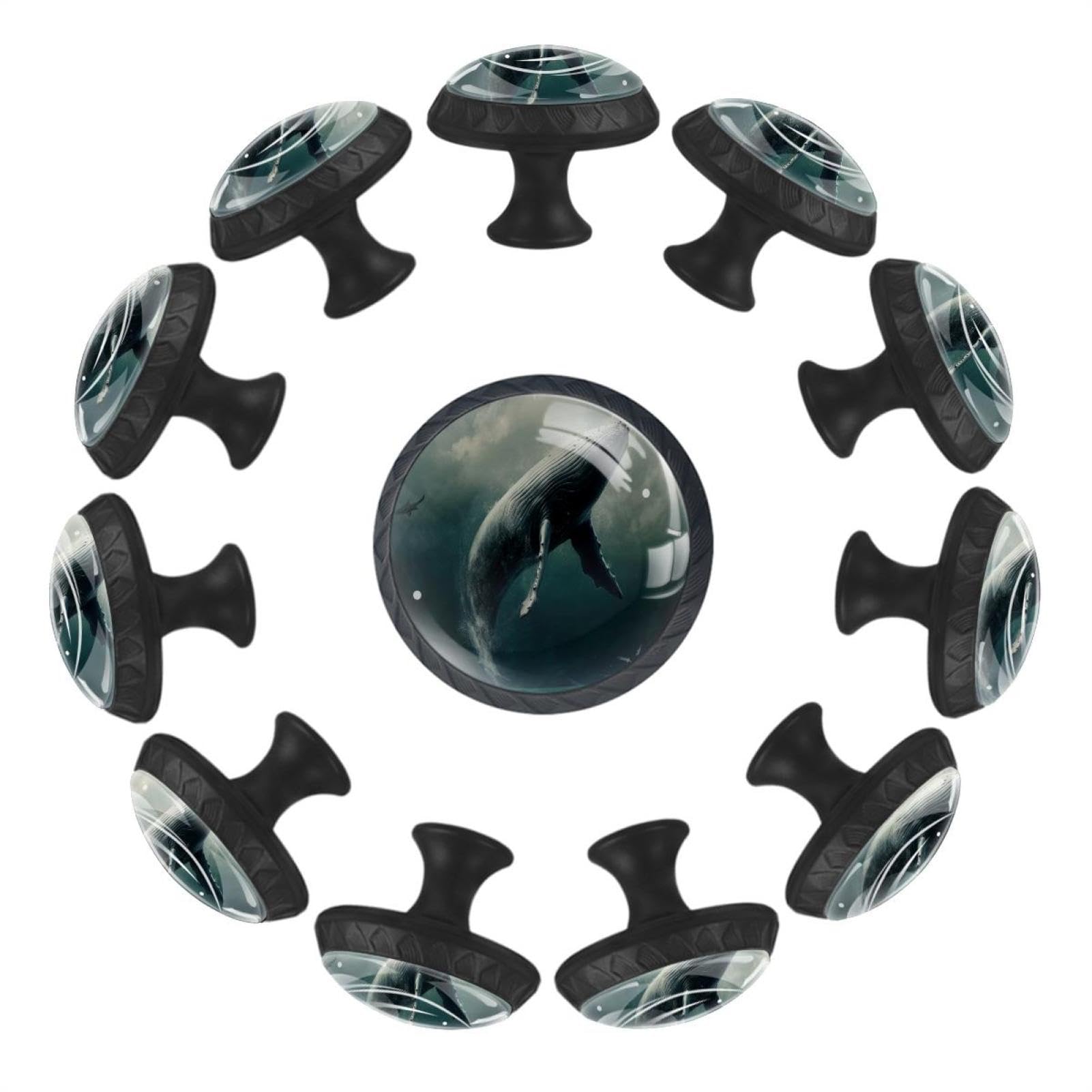 Boutons de tiroir en verre de cristal transparent, finition ronde pour armoire