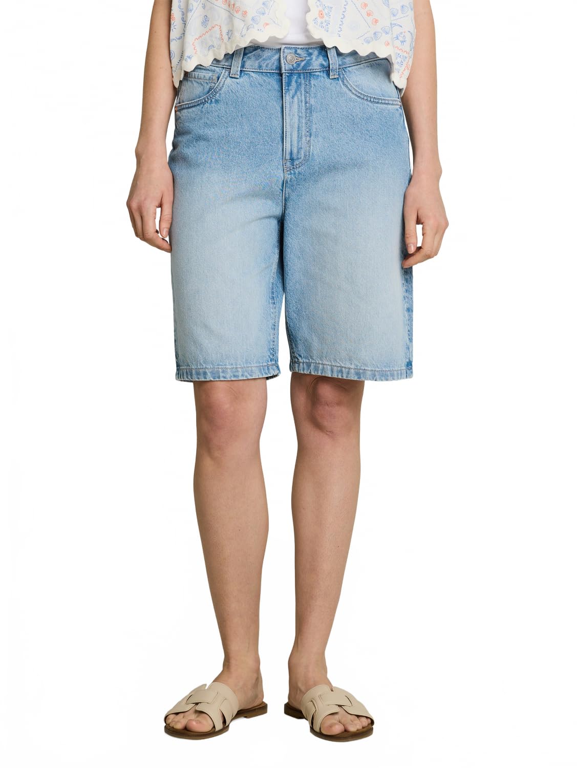TOM TAILOR Denim Jeansshorts Damen Regular fit Used Light Stone Blue Denim