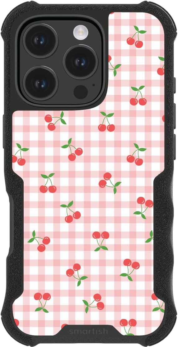 Smartish - Cherry Picnic - iPhone 16 Pro MagSafe Armor Case - Gripzilla [Rugged & Tough] Heavy Duty Armor Case - Fits iPhone 16 Pro