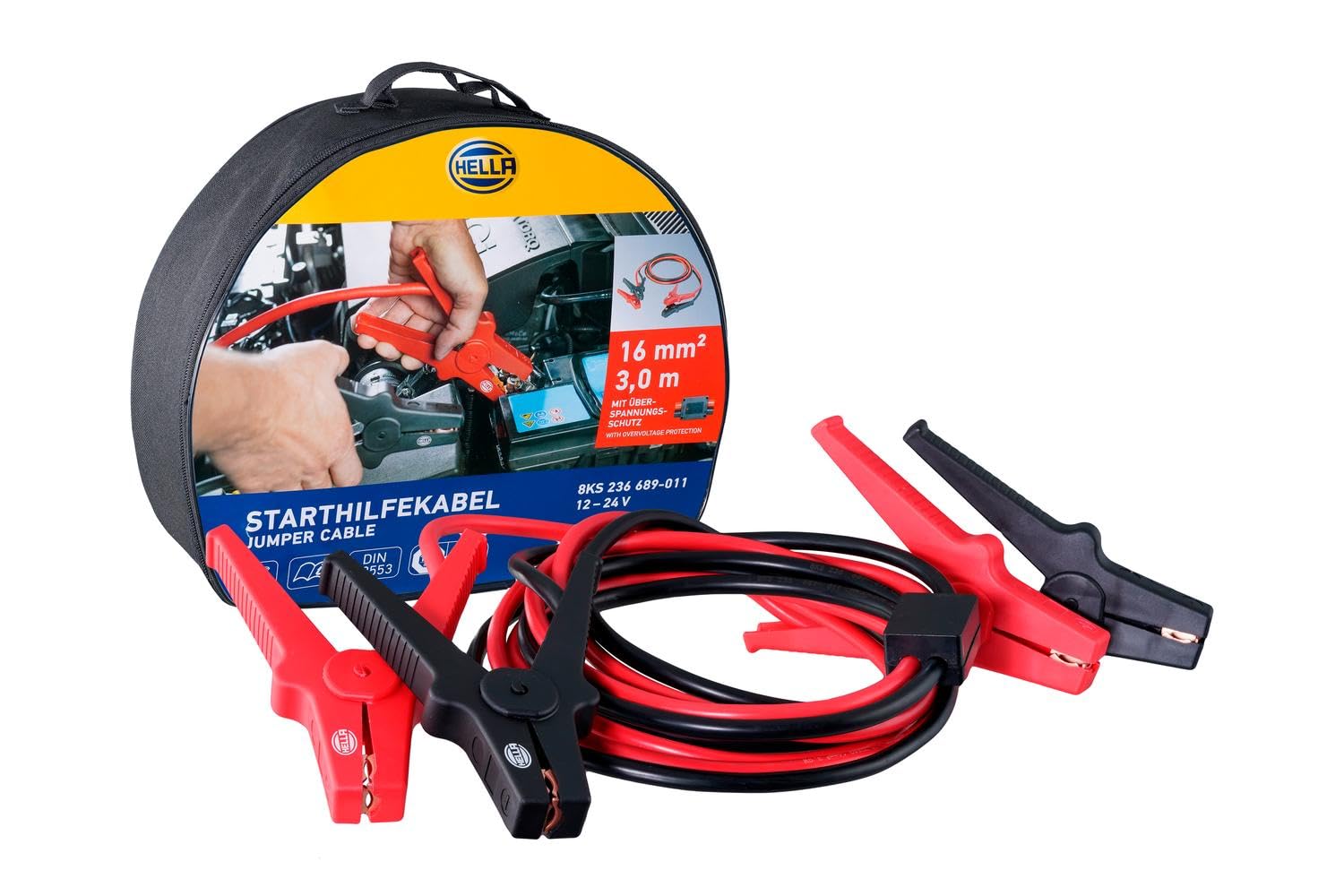 HELLA 8KS 236 689-011 Cable de empalme para arranque - 12/24V - 220A - Cable: 3m - con protección contra sobretensiones