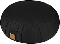 FelizMax Round Zafu Meditation Cushion 15" Buckwheat Filled Zabuton Yoga Bolster Organic Cotton Cover Ergonomic Floor Seat