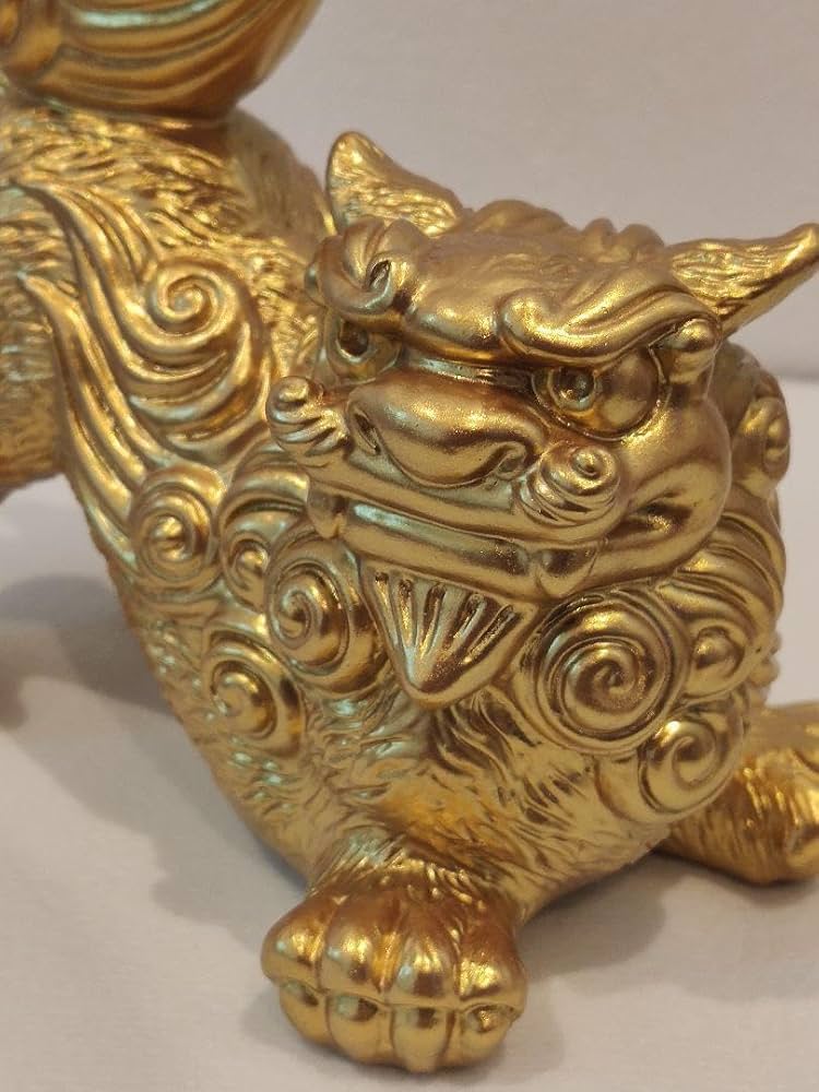 沖縄限定 玄関置物 黄金獅子ゴールドシーサー 金運 縁起物 魔除け 風水 沖縄限定 玄関置物 黄金獅子ゴールドシーサー 金運 縁起物 魔除け 風水