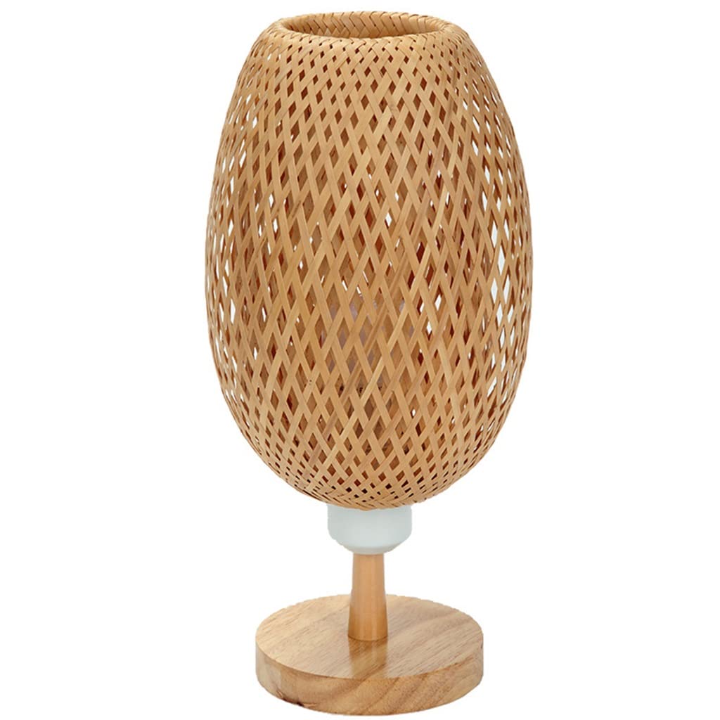 Abat-jour en bambou tressé rétro : lampe de chevet salon chambre double couche dimensions 16x34 cm