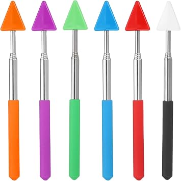 PATIKIL Telescopic Teachers Pointer, 6 Pcs Arrow Teacher Pointer Stick for Classroom Pointer Extendable Handheld Teaching Pointer for Presenters Whiteboard, 27 Inch, 6 Color