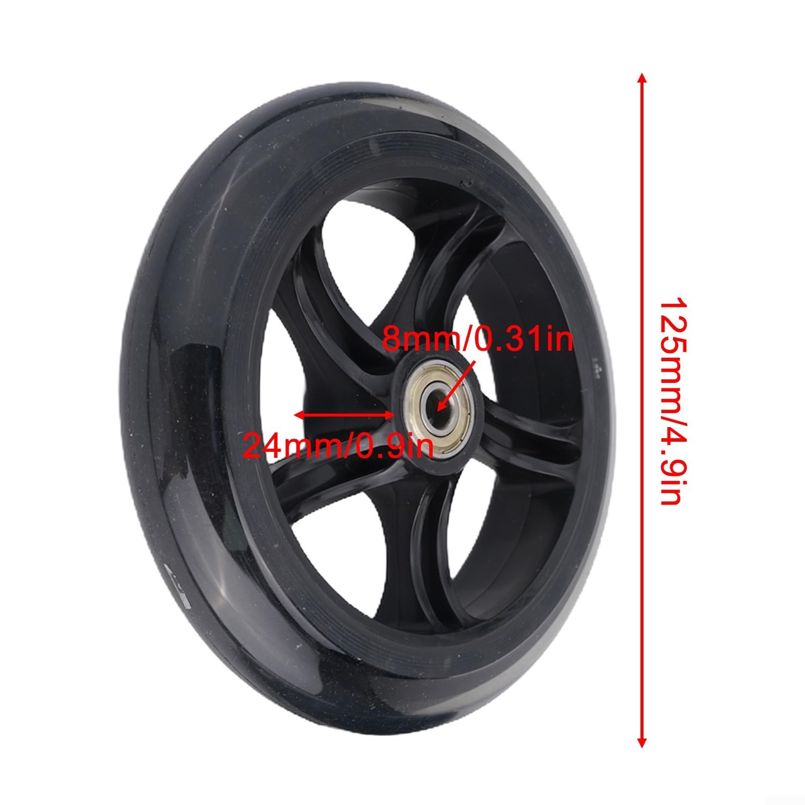 2pcs Scooter Wheel, Roller Skate Wheels, Quiet PU Wheels For Scooters Trolleys, scooter wheels 125mm 145mm 180mm 200mm(125mm*24mm translucent)