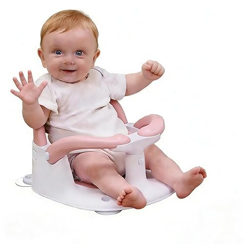 Asiento de baño para bebés de 6 meses en adelante, asiento de baño infantil con alerta de temperatura+respaldo abierto+reposabrazos de