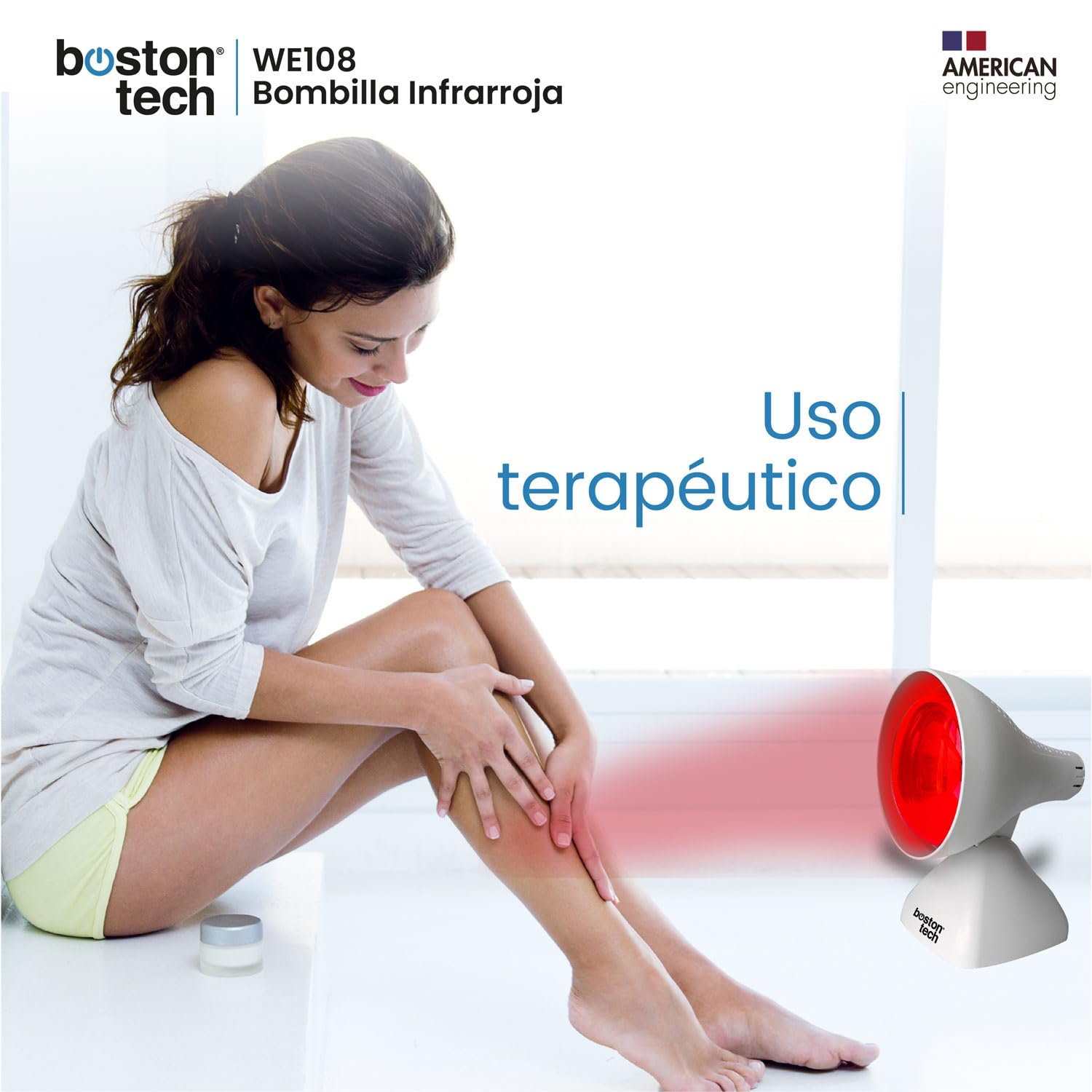 Boston Tech Bombilla Infrarroja para Termoterapia. Alivio para dolores musculares MEDIDAS 12 x 0,03 x 16,5 cm - ROSCA E27