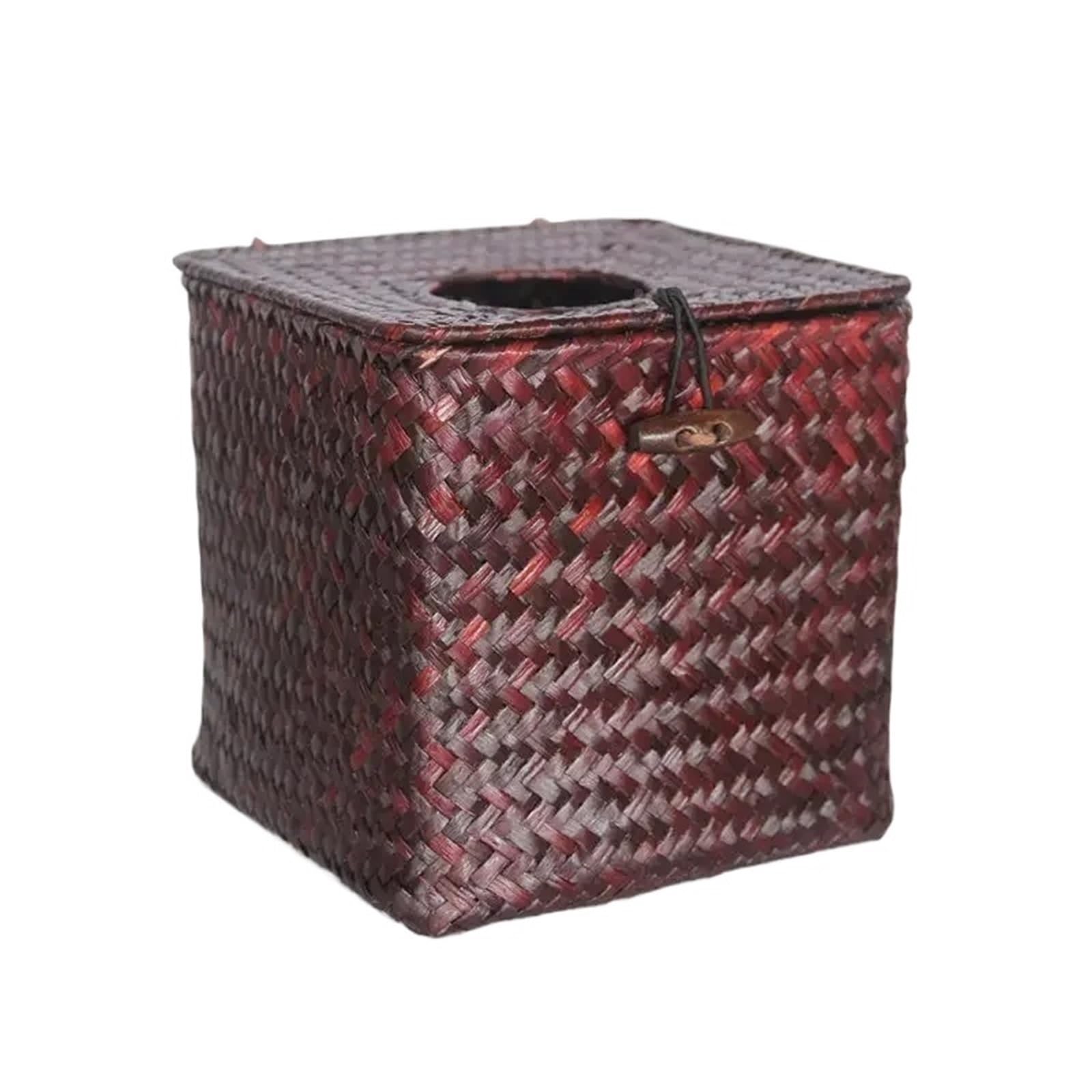 Hand Woven Holder Vintage Handcraft Rattan Tissue Box Seagrass Napkin Holder Roll Paper Wicker Woven Organizer Home Decor(Color1)