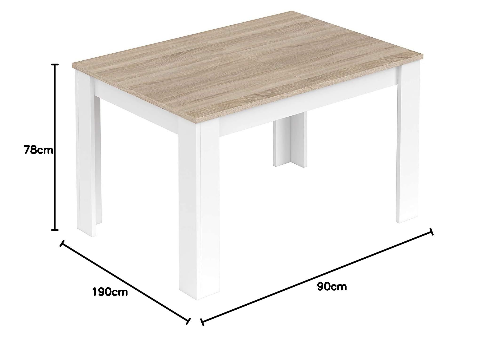 Arreditaly Tavolo Da Pranzo Allungabile Fino a 190 cm In Legno Toledo Tavolino Consolle Estensibile Salotto Salone Sala Pranzo Design Moderno Elegante 190 x 78 x 90 cm Colore Bianco E Rovere