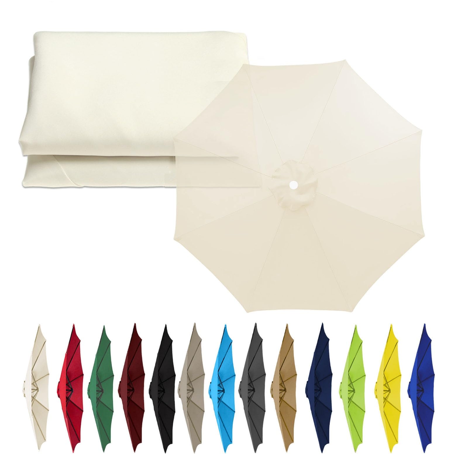 Umbrella Canopy Replacement 200cm-6 Arms 270/300cm-6/8 Arms 300cm-6/8 Arms, Patio Umbrella Replacement Cloth, Uv-Resistant, Waterproof, Washable, Easy To Install(Color:White,Size:6 ribs-2m(6.5ft))