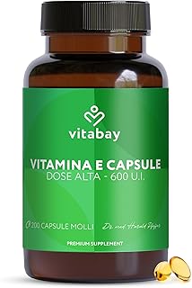 Vitabay Vitamina E 600 UI (400 mg) – 200 Capsule Molli Vegane a Rilascio Prolungato – D-Alfa Tocoferolo da Olio di Semi di Soia (80%) – Testato in Laboratorio in Germania