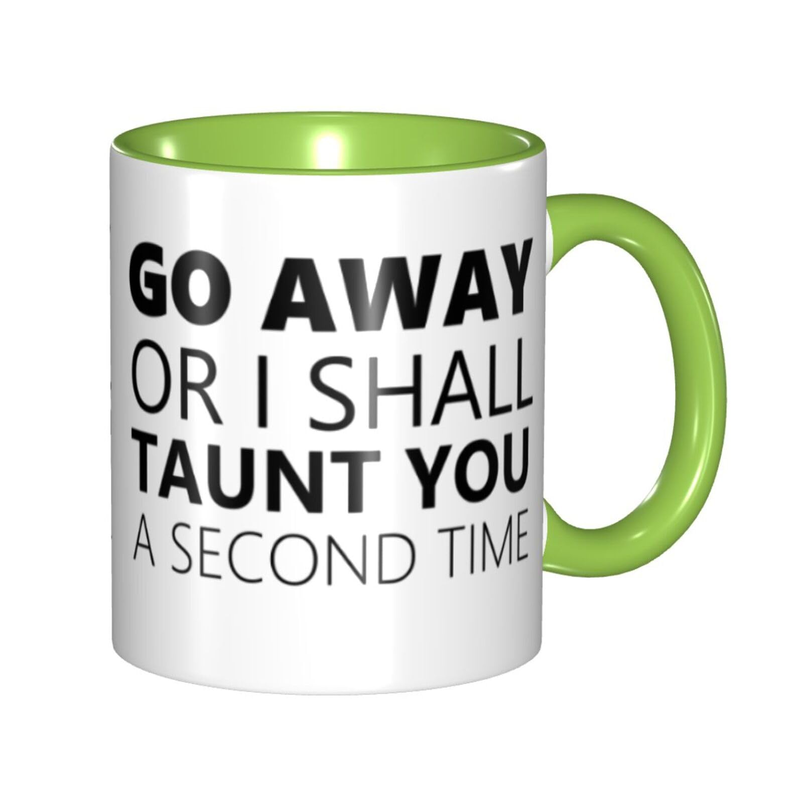 Monty Python Mug Holy Grail Go Away Or I Shall Taunt You A Second Time Mug Cups Internal And Handle Green 11Oz Mug