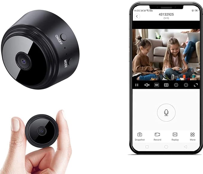 HD Mini Camera Wireless WiFi 1080P Home Security Nanny Ball Cam with Motion Detection Night Vision (Magnet Camera)