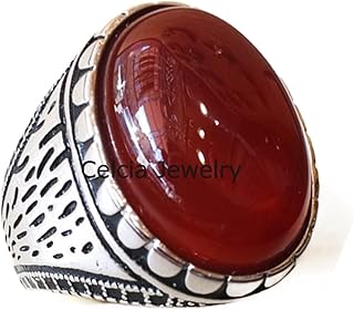 Genuina ágata de hígado cornalina yemení Aqeeq anillo clásico de piedras preciosas semipreciosas de color rojo oscuro, anillo de regalos de boda de plata de ley sólida