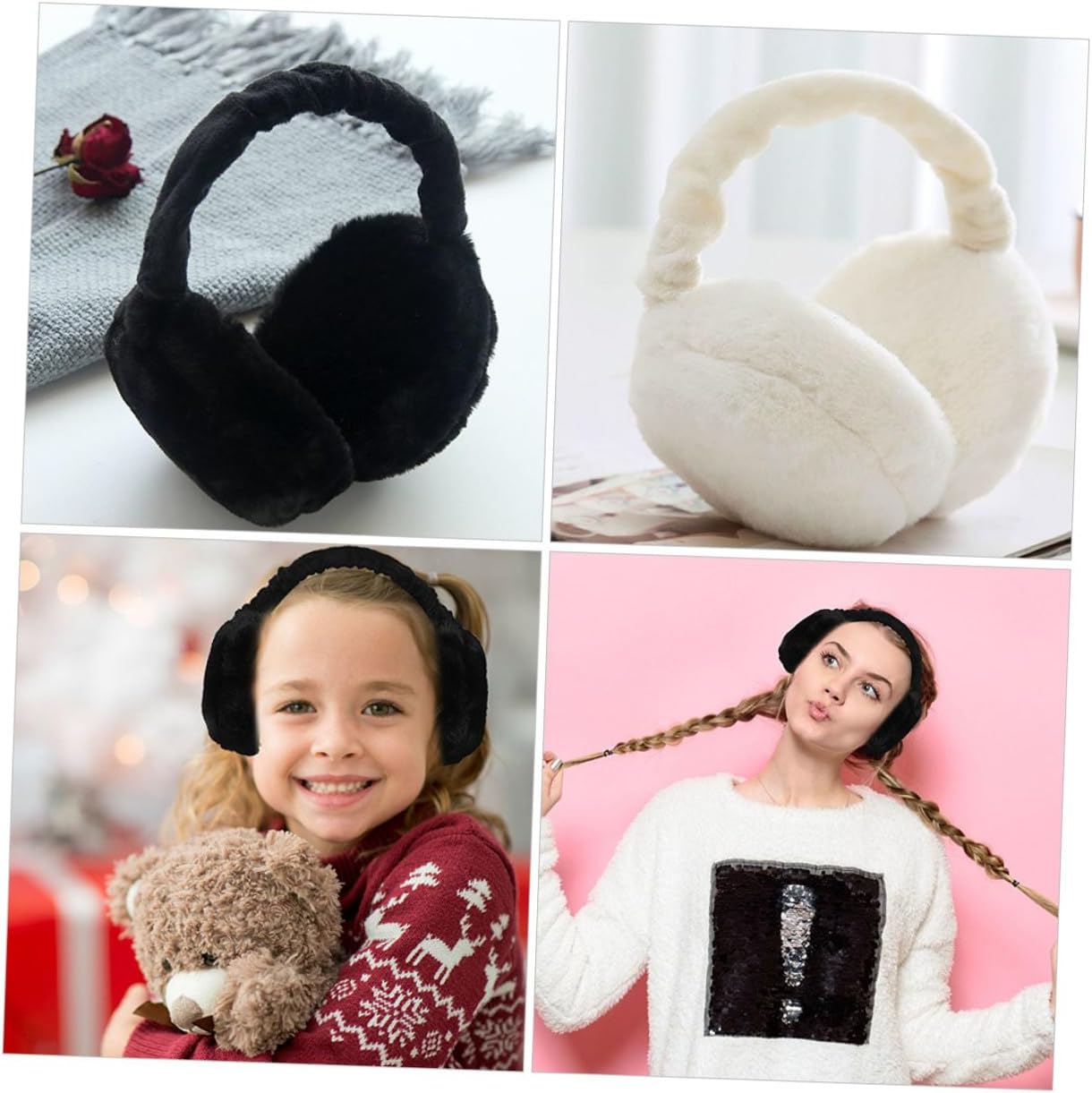 GALPADA 2pcs Fuzzy Winter Ear Muffs Warm Keeping Earmuffs for Men Women Large Plush Foldable Ear Covers for Cold Weather Outdoor Sports and Daily Use